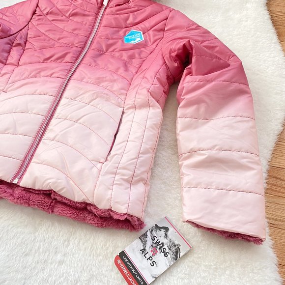 Swiss Alps Reversible Jacket, Dip-Dye Print, Insulated, Faux Fur, Water Resis... - Picture 3 of 9